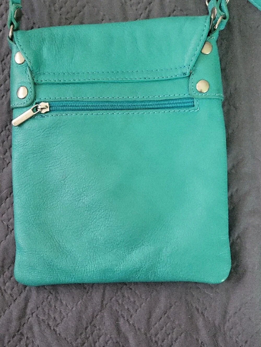 Vera Pelle Turquoise Leather Crossbody Bag
